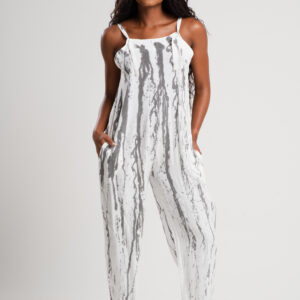 Macacão Longo em Viscose de Algodão Pintado à Mão - Arte e Conforto