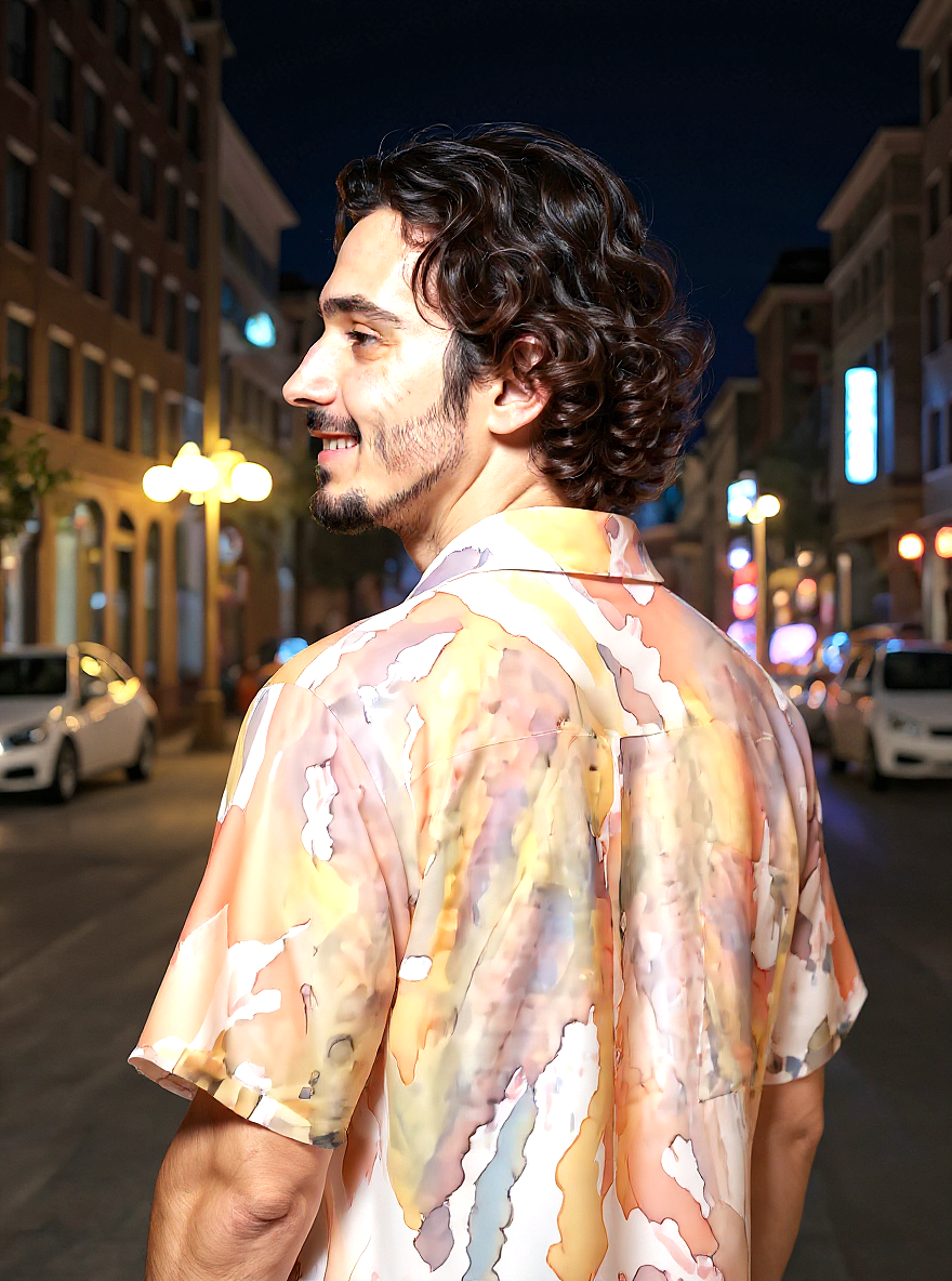 Camisa de Viscose com Pintura Aquarela - Arte Manual - Image 2