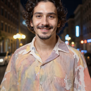 Camisa de Viscose com Pintura Aquarela - Arte Manual