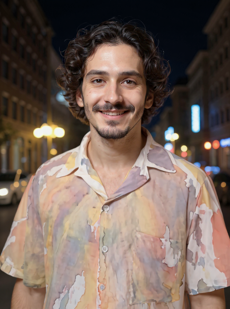 Camisa de Viscose com Pintura Aquarela - Arte Manual