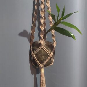 Suporte de Planta em Macramê e Cabaça de Sapucaia com Orquídea - Kit Completo