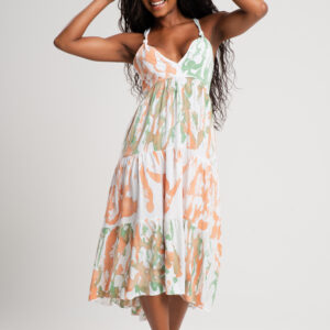 Vestido Aquarela Ajustável em Viscose de Algodão: Arte e Movimento